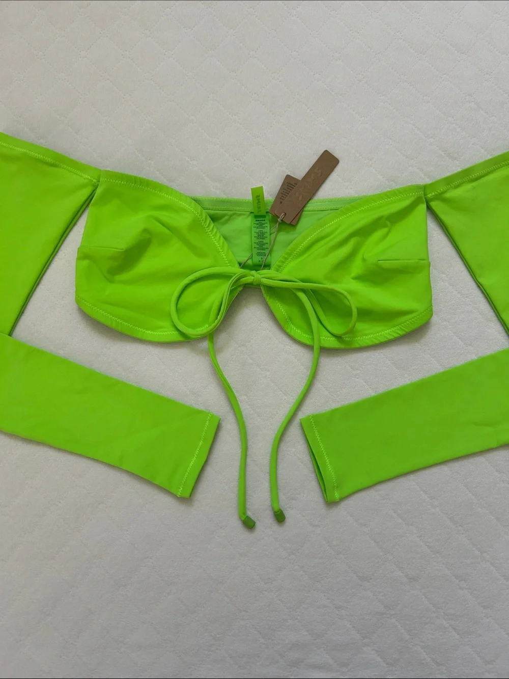 SKIMS | Long Sleeve Neon Green Bikini Top | S